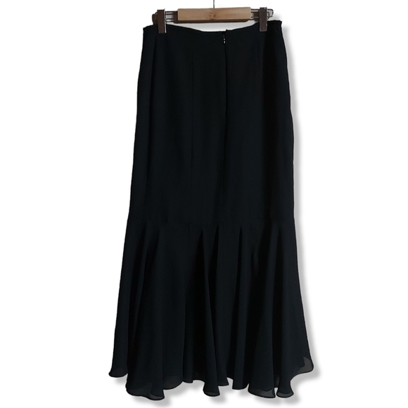 𝅺VINTAGE Elegant Black Layered Ruffle Maxi Skirt - Picture 4 of 6